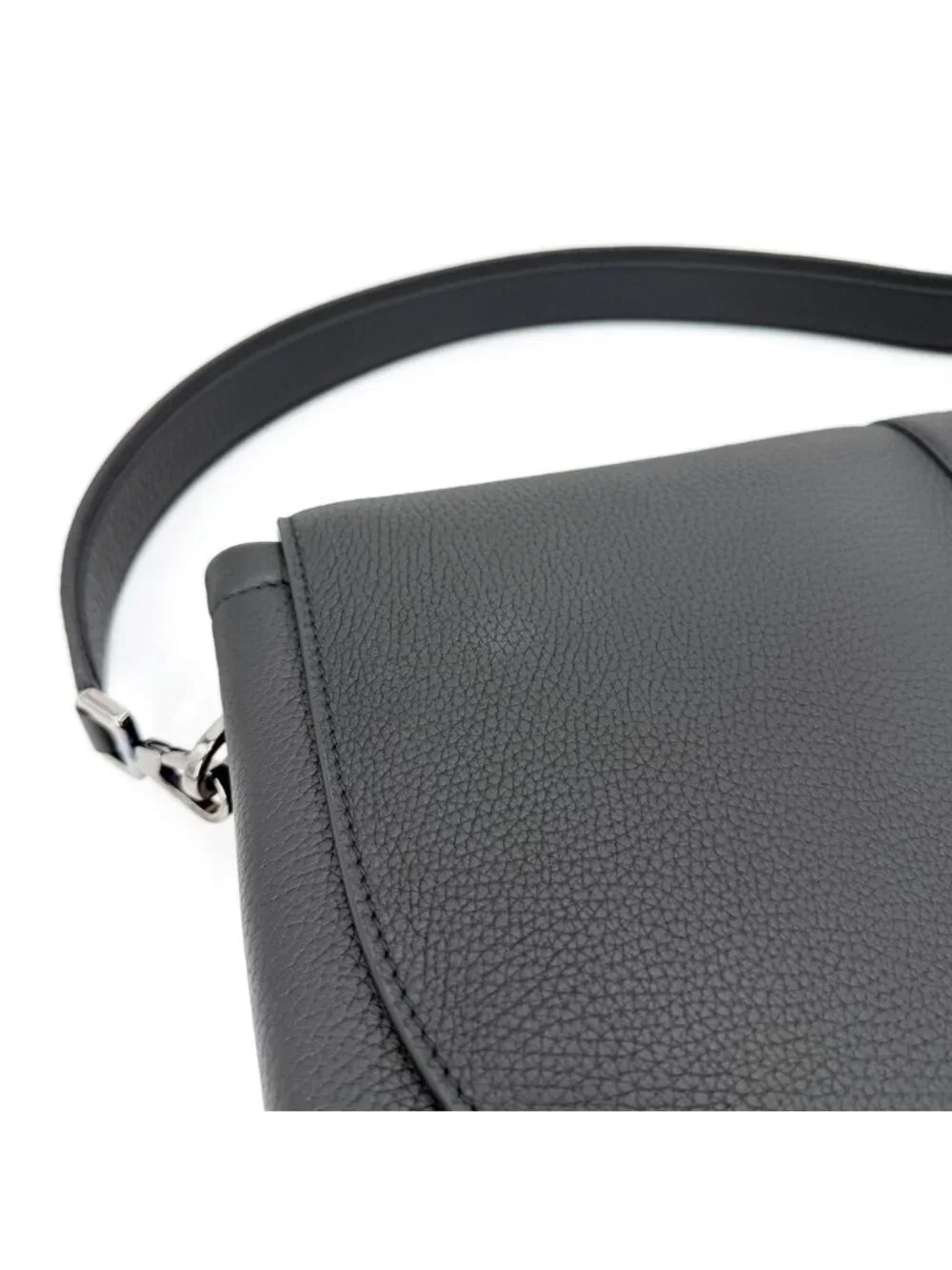Dior Shoulder Bag Pillow Saddle Flap Crossbody Leather Black Silver